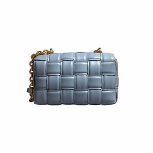 Chic Woven Blue Crossbody Bag with Chain Strap